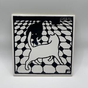 Vintage 1994 MMA Felix Vallotton Two Cats 6" Ceramic Tile Trivet